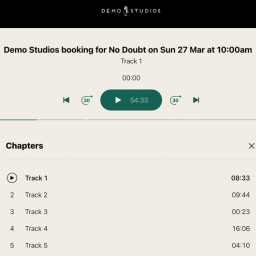 The music player for customers for audio uploaded to Jammed